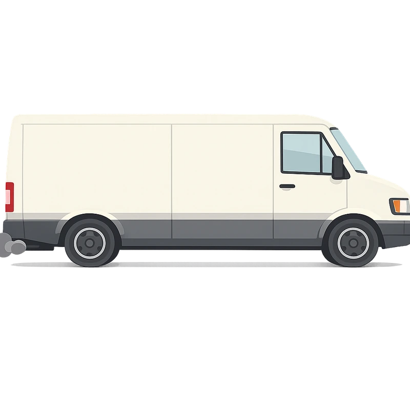 Illustration d'un fourgon utilitaire diesel ancien (non conforme Euro 6) émettant un panache de fumée