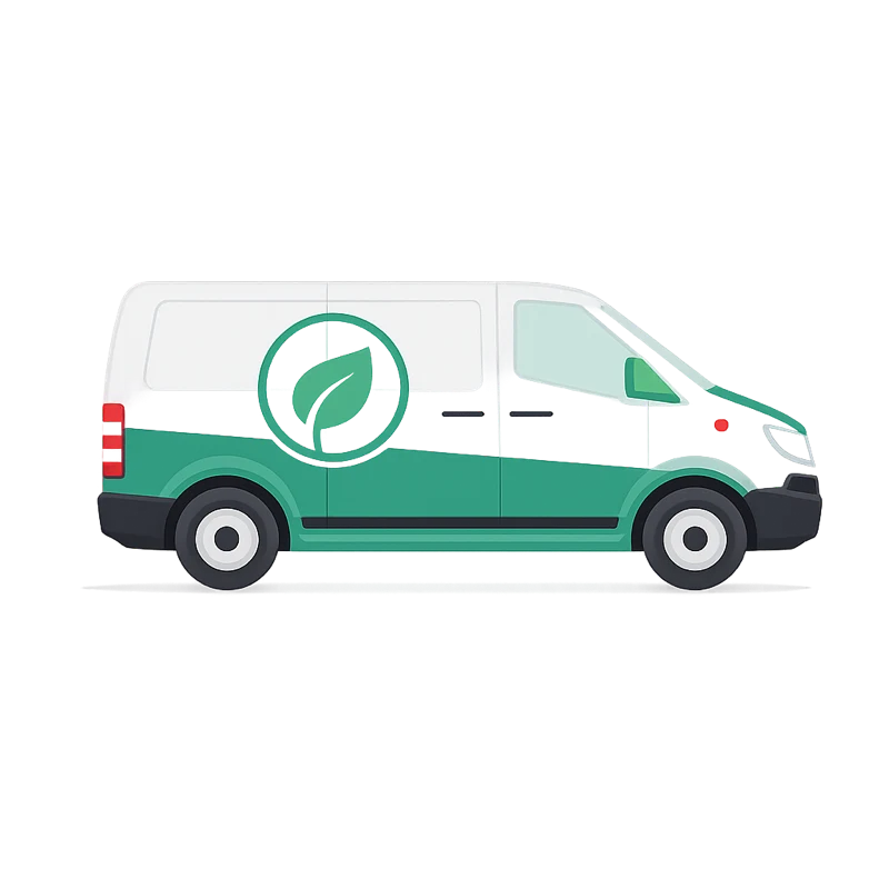 Illustration d'un fourgon utilitaire de livraison au biocarburant