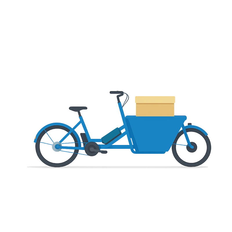 Illustration d'un vélo cargo de livraison avec caisse de transport